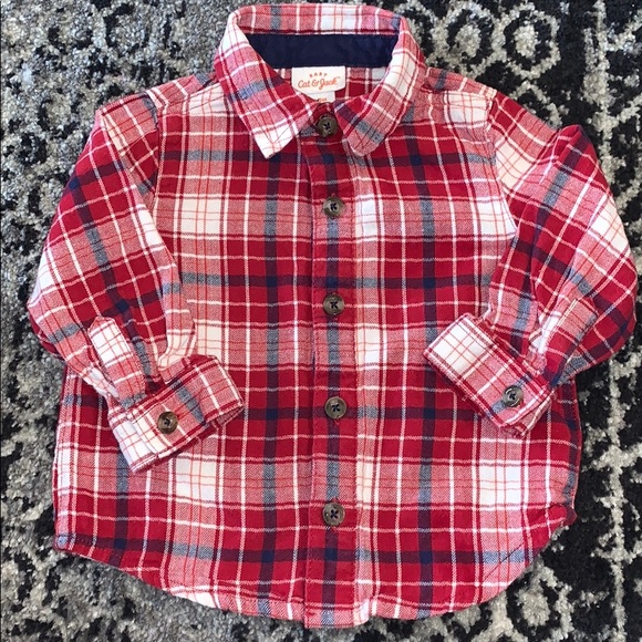 baby boy red flannel shirt
